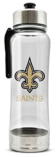 NFL New Orleans Saints 20oz Clip-On Clear Plastic Water Bottle