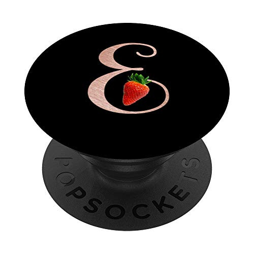 Letter E rose pink red strawberry monogram initial E PopSockets Grip and Stand for Phones and Tablets