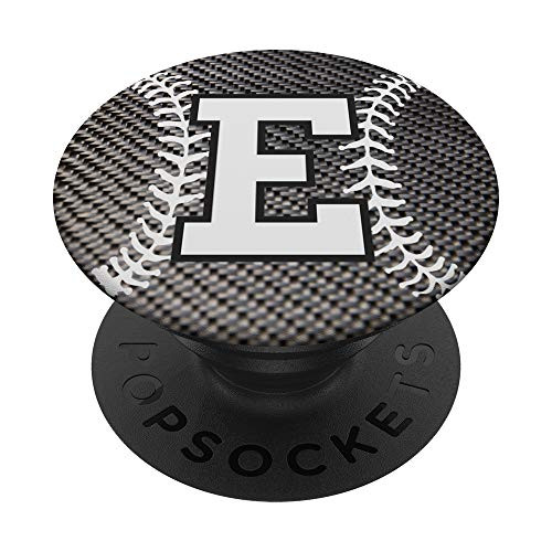 Baseball letter E black and white monogram initial E PopSockets Grip and Stand for Phones and Tablets