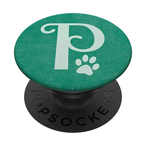 Letter P teal and cat dog paw monogram initial P for girls PopSockets Grip and Stand for Phones and Tablets