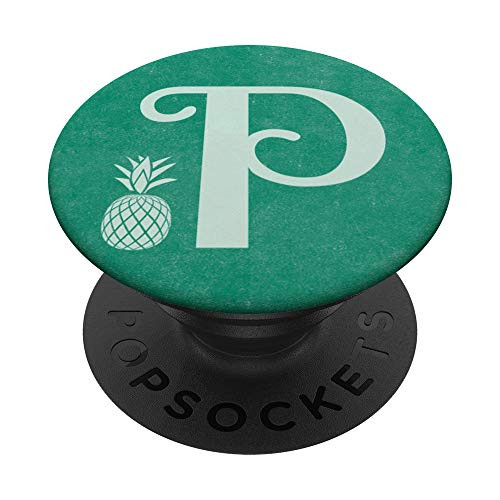 Letter P teal monogram phone stand pineapple initial P PopSockets Grip and Stand for Phones and Tablets
