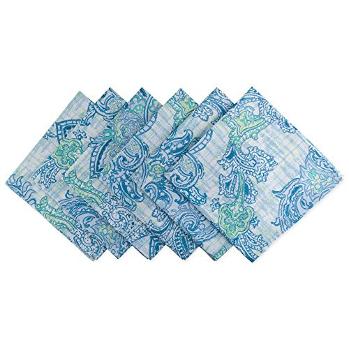 DII CAMZ10395 NP OUTDOOR BLUE PAISLEY S/6 Napkin Watercolor, 6 Piece