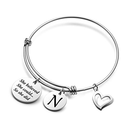 Initial Bracelet She Believed She Could So She Did Bracelet Inspirational Jewelry 2020 2021 Graduation BraceletN BR