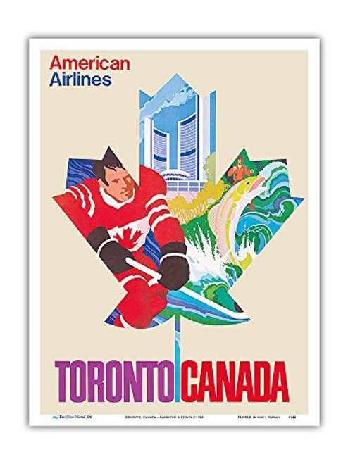 Toronto Canada - American Airlines - Vintage Airline Travel Poster c.1968 - Master Art Print 9in x 12in