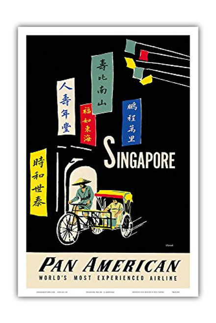 Singapore - Pan American World Airways - Vintage Airline Travel Poster by Aaron Amspoker c.1950s - Master Art Print 12in x 18in Singapore - Pan American World Airways - Vintage Airline Travel Poster by Aaron Amspoker c.1950s - Master Art Print 12in x 18in