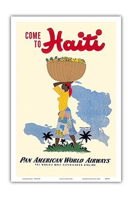 Come to Haiti - Pan American World Airways - Vintage Travel Poster by E. Lafond c.1950s - Master Art Print 12in x 18in Come to Haiti - Pan American World Airways - Vintage Travel Poster by E. Lafond c.1950s - Master Art Print 12in x 18in