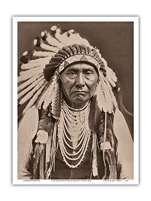 Pacifica Island Art - Chief Joseph Nez Perce? War Bonnet - North American Indian - Vintage Sepia Toned Photograph by Edward S. Curtis c.1903 - Master Art Print - 9in x 12in Pacifica Island Art - Chief Joseph Nez Perce? War Bonnet - North American Indian - Vintage Sepia Toned Photograph by Edward S. Curtis c.1903 - Master Art Print - 9in x 12in