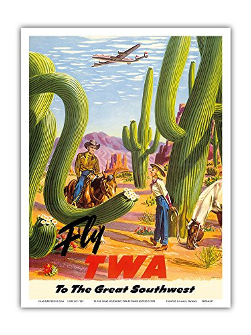 to The Great Southwest - Fly TWA Trans World Airlines Connie - Vintage Airline Travel Poster by Frank Soltesz c.1950s - Master Art Print 9in x 12in to The Great Southwest - Fly TWA Trans World Airlines Connie - Vintage Airline Travel Poster by Frank Soltesz c.1950s - Master Art Print 9in x 12in