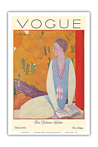 Pacifica Island Art - Fashion Magazine - October 1925 - Paris Fashions - Vintage Magazine Cover by Georges Lepape c.1925 - Master Art Print - 12in x 18in