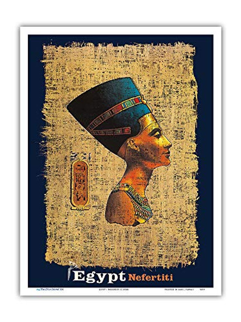 Pacifica Island Art - Egypt - Nefertiti Egyptian Goddess - Vintage Travel Poster c.1950s - Master Art Print - 9in x 12in