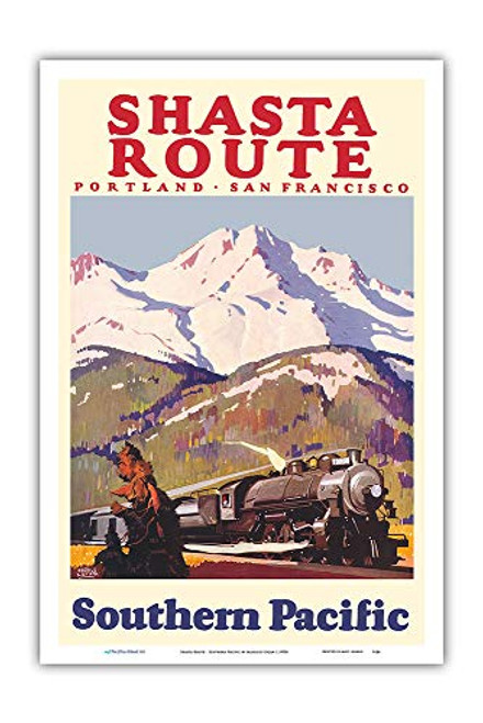 Pacifica Island Art - Shasta Route - Portland San Francisco - Southern Pacific Railroad - Vintage Railroad Travel Poster by Maurice Logan c.1930s - Master Art Print - 12in x 18in Pacifica Island Art - Shasta Route - Portland San Francisco - Southern Pacific Railroad - Vintage Railroad Travel Poster by Maurice Logan c.1930s - Master Art Print - 12in x 18in