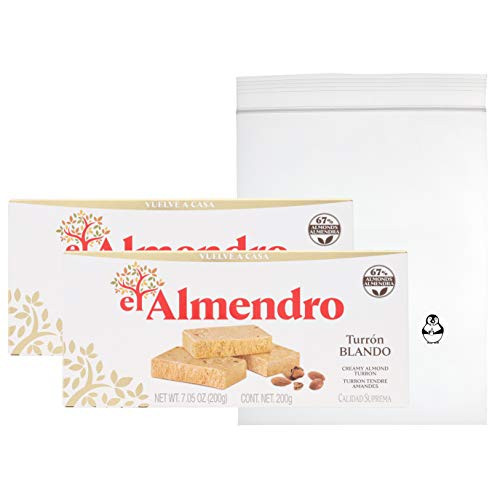 El Almendro Soft Turron Bundle - Creamy Almond Turron Gluten Free Turron Blando con Almendras Turron Tendre Amandes Calidad Suprema W Premium Penguin Quick Storage Pouch 2 Pack Soft Turron