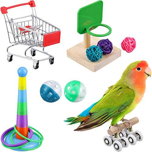 6 Pieces Bird Training Toys Parrot Intelligence Toy Mini Shopping Cart Mini Roller Skate Toy Basketball Stacking Rings Bird Toy Bell Balls for Parrots and Birds Trick Tabletop Toys 6 Pieces Bird Training Toys Parrot Intelligence Toy Mini Shopping Cart Mini Roller Skate Toy Basketball Stacking Rings Bird Toy Bell Balls for Parrots and Birds Trick Tabletop Toys