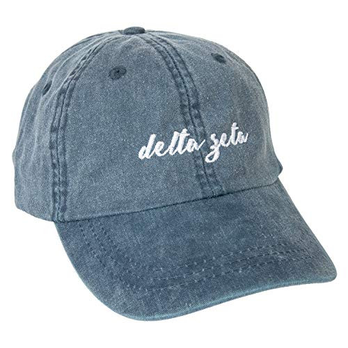Delta Zeta N Sorority Baseball Hat Cap Cursive Name Font dz Midnight Blue