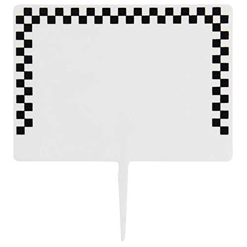 Deli Spear Tags with Black Checked Border White Plastic - 2 12inchH x 3 12inchL Deli Spear Tags with Black Checked Border White Plastic - 2 12inchH x 3 12inchL