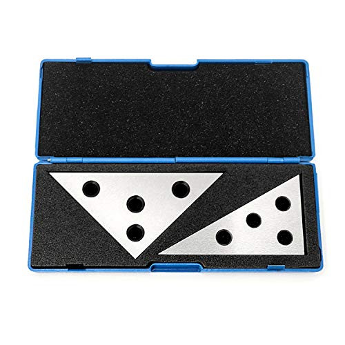 QWORK 2Pcs Solid Angle Plate SetTriangle Angle Block 30-60-90 Degree and 45-45-90 Degree Precision Machinist Measurement Tool