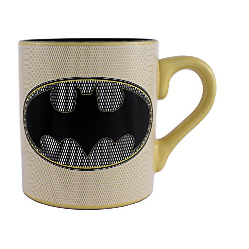 Silver Buffalo BK0832 DC Comics Batman Logo Mesh Yellow Ceramic Mug, 14-Ounces