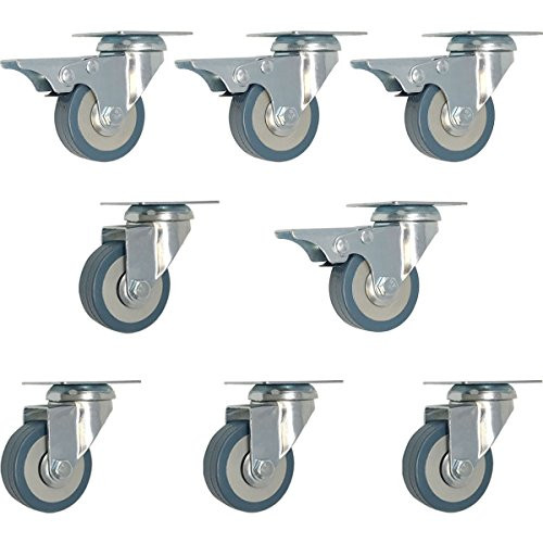 Online Best Service 8 Pack 2-Inch 200-Pound Swivel Lock Brake Polyurethane Plate Caster Combo - 4 wBrake  and  4 no Brake