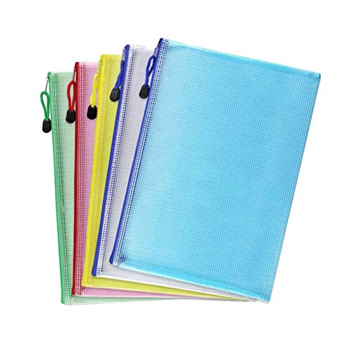 5Pcs Zipper Document A4 Plastic Wallets Folder Zipper Document Files Envelope Office Folders Pockets Bags