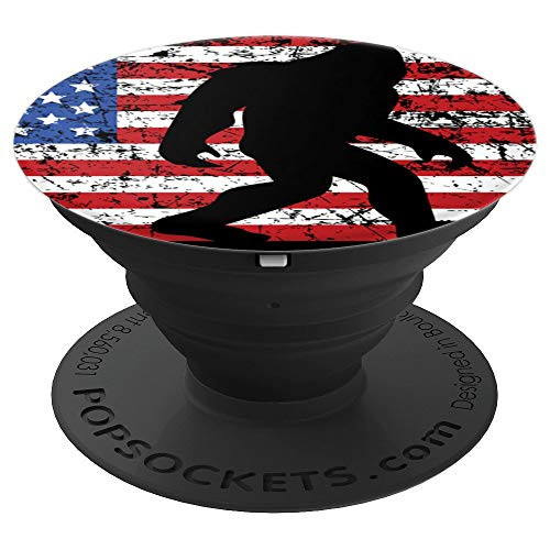 American Flag Bigfoot Black PopSockets Stand for Smartphones and Tablets - PopSockets Grip and Stand for Phones and Tablets