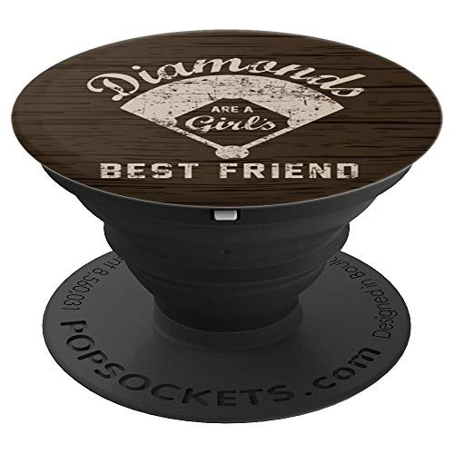 Diamonds Softball Woodgrain PopSockets Stand for Smartphones and Tablets - PopSockets Grip and Stand for Phones and Tablets