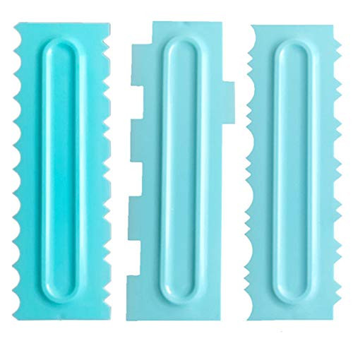 Yuehuam 3PcsSet Decorating Comb  and  Icing Smoother Tool Scraper Cake Decorating Comb Cake Scraper Cream Smoother Fondant Spatulas Pastry Icing CombE