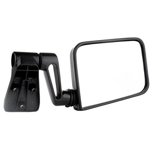 OCPTY Black Left Side Mirror Fit for 1987-1995 1997-2002 Jeep Wrangler Textured Mirror Glass Manual Fold Non-heated