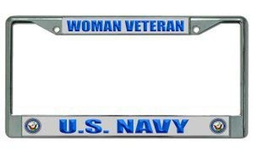 U.S. Navy Woman Veteran Chrome License Plate Frame U.S. Navy Woman Veteran Chrome License Plate Frame