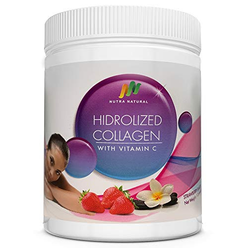 Strawberry Hydrolyzed Grass Fed Collagen with Vitamin C Powder Supplement Non-GMO Verified 198gr Strawberry Hydrolyzed Grass Fed Collagen with Vitamin C Powder Supplement Non-GMO Verified 198gr