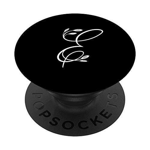Letter E Monogram Gift Floral Design Flower Font Initial E PopSockets PopGrip Swappable Grip for Phones  and  Tablets