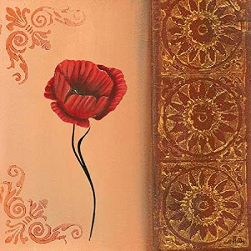 Posterazzi Flower with border V Poster Print by Hedy 12 x 12