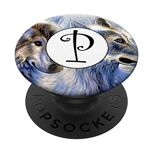 Wolf Pop Socket Black Letter P - Phone Stand Popsocket PopSockets Grip and Stand for Phones and Tablets