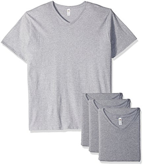 Fruit of the Loom Mens Lightweight Cotton V-Neck T-Shirt Multipack Athletic Heather 4 Pack Large