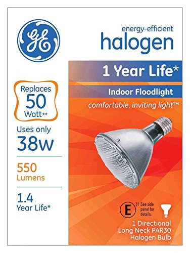 GE Lighting 69168 38-watt PAR30 Long Neck 550-Lumens Energy-Efficient Halogen Floodlight Bulb with Medium Base 1-Pack