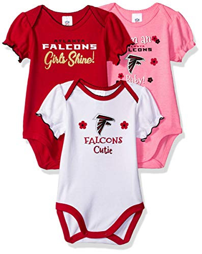 NFL Atlanta Falcons 3 Pack Ruffle Sleeve Team Bodysuit redwhitepink Atlanta Falcons 6-12 Months