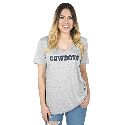 NFL Dallas Cowboys Womens Nike Tri Wordmark V Neck Tee Dark Heather Gray X-Small
