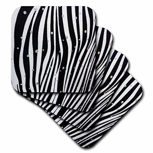 3dRose cst_30658_1 Glitter on Black n White-Soft Coasters Set of 4 3dRose cst_30658_1 Glitter on Black n White-Soft Coasters Set of 4