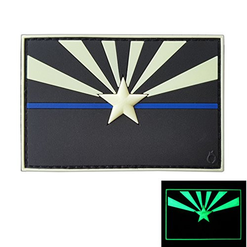 LEGEEON Glow Dark Arizona State Flag Thin Blue Line Morale USA PVC Rubber Touch Fastener Patch