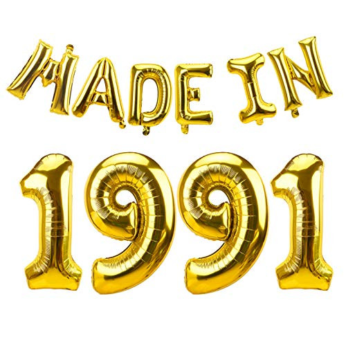 Luxiocio Made in 1991 Balloons 30th Birthday Party Decorations - Happy 30th Birthday Balloons Banner Supplies for Him and Her - Gold Happy 30 Years Old Birthday Party Photo Backdrops Décor Luxiocio Made in 1991 Balloons 30th Birthday Party Decorations - Happy 30th Birthday Balloons Banner Supplies for Him and Her - Gold Happy 30 Years Old Birthday Party Photo Backdrops Décor