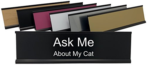 Lotsa Laughs Desk Plate by Griffco Supply - Ask Me About My Cat Birch wood w black text Lotsa Laughs Desk Plate by Griffco Supply - Ask Me About My Cat Birch wood w black text