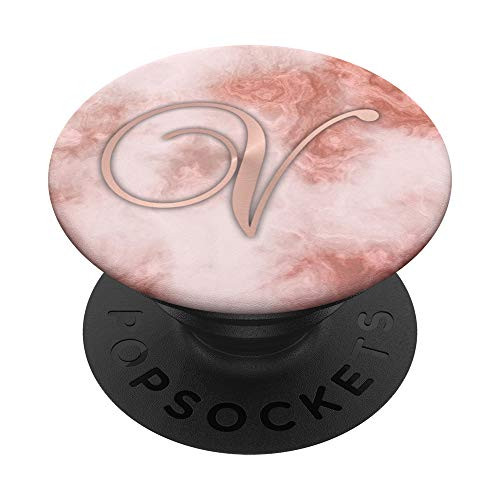Letter V Golden Rose Pink And White Marbled Design PopSockets Grip and Stand for Phones and Tablets Letter V Golden Rose Pink And White Marbled Design PopSockets Grip and Stand for Phones and Tablets