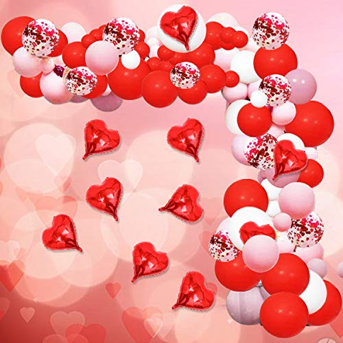 115 Pack Valentines Day Balloon Arch Garland Kit - Pink White Red Confetti Balloons with Red Heart Balloons for Valentines Day Anniversary Mothers Day Wedding Engagement Party Supplies 115 Pack Valentines Day Balloon Arch Garland Kit - Pink White Red Confetti Balloons with Red Heart Balloons for Valentines Day Anniversary Mothers Day Wedding Engagement Party Supplies
