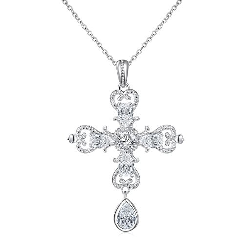 S925 Sterling Silver Cross First Communion Baptism Pendant Necklace for Women Girl S925 Sterling Silver Cross First Communion Baptism Pendant Necklace for Women Girl