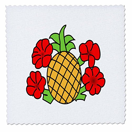 3dRose qs_44887_1 Hawaiian Pineapple N Hibiscus-Quilt Square 10 by 10-Inch 3dRose qs_44887_1 Hawaiian Pineapple N Hibiscus-Quilt Square 10 by 10-Inch