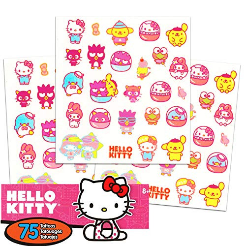 Hello Kitty Tattoos Party Favors Pack ~ Bundle Includes 75 Hello Kitty Temporary Tattoos Hello Kitty Party Supplies