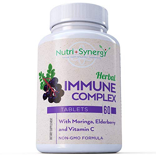 Herbal Immune Complex with Organic Moringa Elderberry and Vitamin C for Immune System Health and Defense