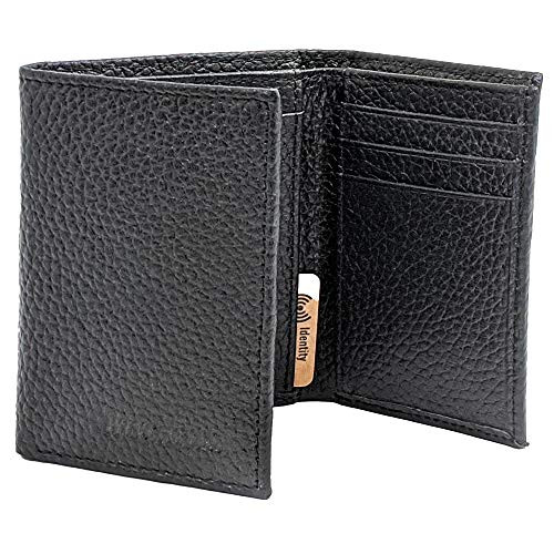 Winchester Trifold Wallets for Men Full Grain Genuine Leather RFID Wallet Compact Slim 4.12 x 3.3 Inch Black