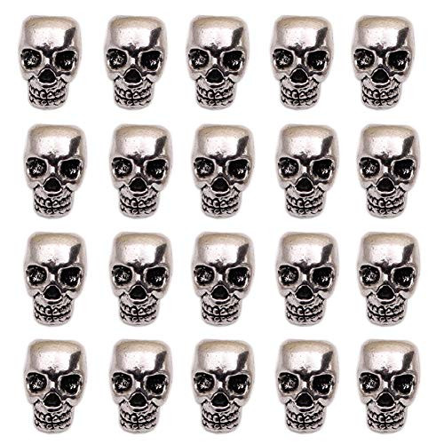 Mystart 20 Pieces Antique Silver Punk Large Hole Skull Beads Loose Beads Charms Jewelry Making Accessories Mystart 20 Pieces Antique Silver Punk Large Hole Skull Beads Loose Beads Charms Jewelry Making Accessories