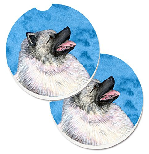 Caroline's Treasures Blue Keeshond Set of 2 Cup Holder Car Coasters SS4764-BUCARC, 2.56, Multicolor