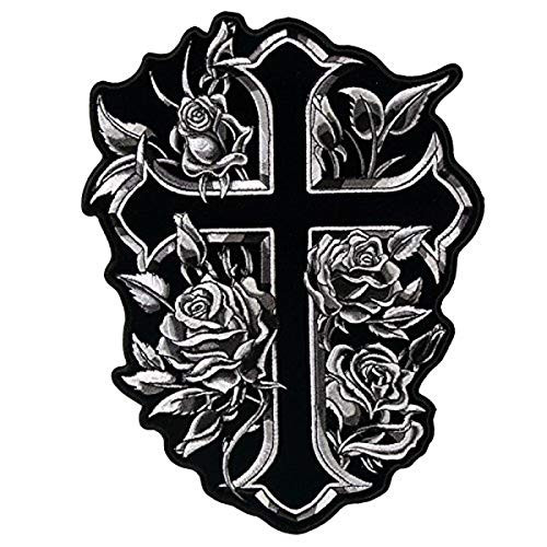 Hot Leathers - PPA6661 Cross and Roses Patch Multicolor 4inch Width x 5inch Height